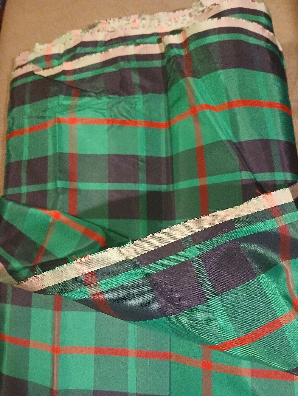 TARTAN GREEN PLAID TAFFATA FABRIC